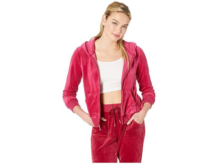 Juicy Couture Sequin Logo Hoodie (raspberry Pink) Women's Clothing