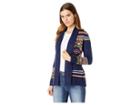 Pink Rose Long Sleeve Open Heavy Cardigan (navy/coral Combo) Women's Sweater