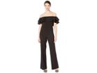 Marina Crepe Jumpsuit With Off Shoulder Ruffle Top (black) Women's Jumpsuit & Rompers One Piece