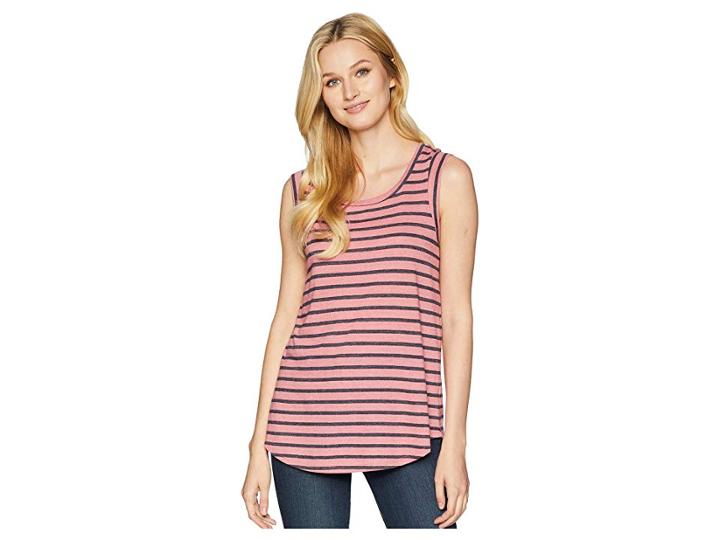 Alternative Eco Jersey Cap Sleeve Crew (washed Rose Overdye Riviera Stripe) Women's Clothing
