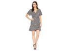 Michael Michael Kors Mini Fluter Sleeve Wrap Dress (black/maroon) Women's Dress