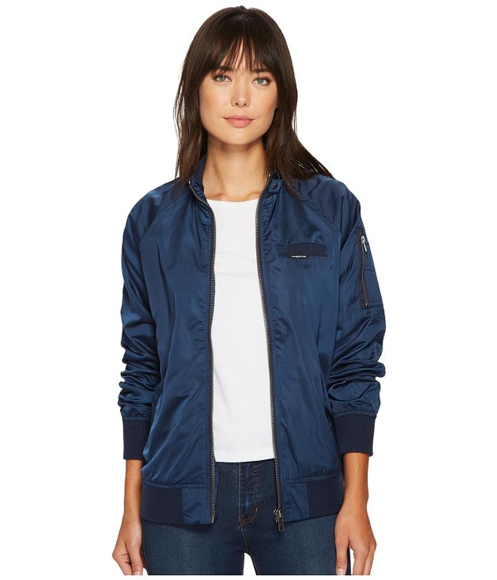 Members Only Washed Satin Ex-boyfriend Jacket (navy) Women's Coat