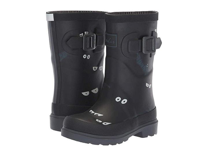 Joules Kids Printed Welly Rain Boot (toddler/little Kid/big Kid) (dark Grey Eyes And Bats) Boys Shoes