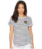 Lauren Ralph Lauren Petite Bullion-patch Striped T-shirt (white/navy) Women's T Shirt
