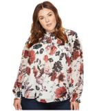 Lucky Brand Plus Size Open Floral Print Top (multi) Women's Clothing