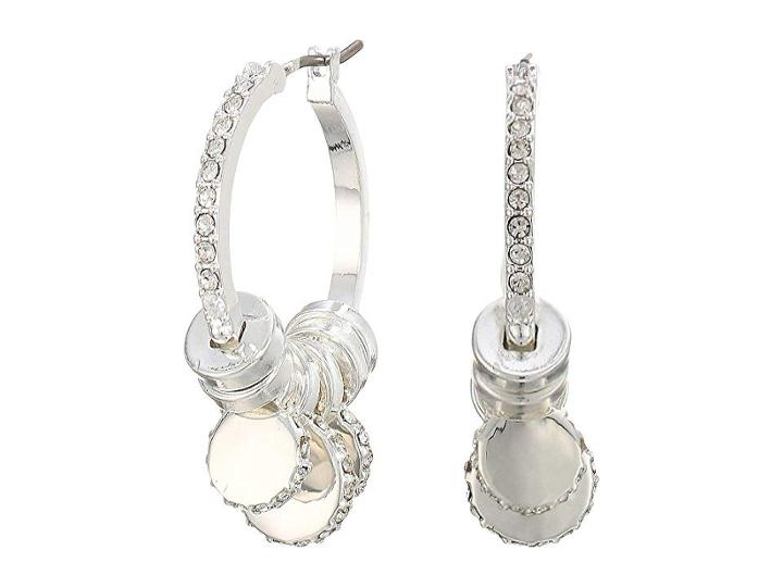 Lauren Ralph Lauren Micropave Charm Hoop Earrings (silver) Earring