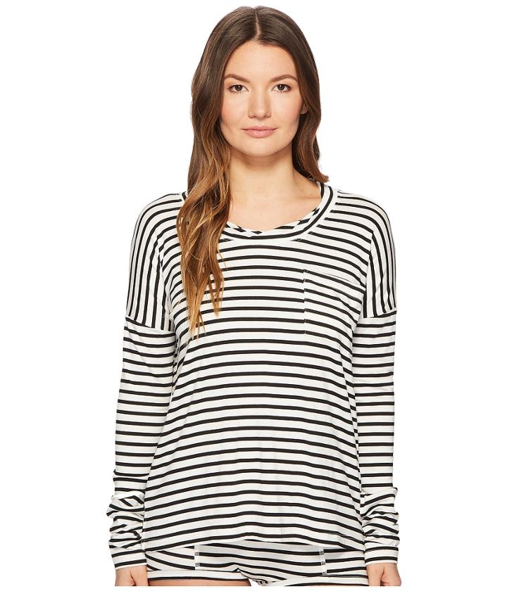 Maison Du Soir Edith Long Sleeve Top (pearl Stripe) Women's Long Sleeve Pullover