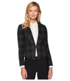 Tahari By Asl Novelty Plaid Open Jacket (black/ivory) Women's Coat