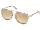 Guess Gf6061 (crystal Light Brown With Glitter/light Gold Flash Lens) Fashion Sunglasses