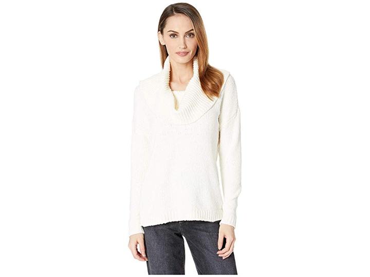 Michael Michael Kors Long Sleeve Velvet Cowl Sweater (bone) Women's Sweater