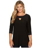 Tribal Travel Pack And Go 3/4 Sleeve Tunic W/ Keyhole (black) Women's Blouse
