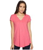 Mod-o-doc Slub Jersey Seamed V-neck Tee With Shirttail Hem (pink Parfait) Women's T Shirt