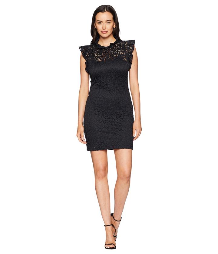 Alexia Admor Cap Sleeve Lace Sheath (black Caviar) Women's Dress