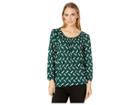Michael Michael Kors Multi Chevron Peasant Top (dark Emerald) Women's Clothing