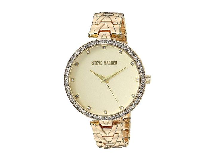 Steve Madden Round Case Ladies Alloy Band Watch Smw179 (gold) Watches