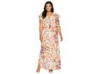 Adrianna Papell Plus Size Cap Sleeve Maxi (geranium Multi) Women's Dress