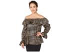 Michael Michael Kors Swing Stripe Off Shoulder Top (black/gold) Women's Clothing