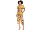 Tahari By Asl Tie Front Floral Cropped Jumpsuit (gold/rose/sky) Women's Jumpsuit & Rompers One Piece