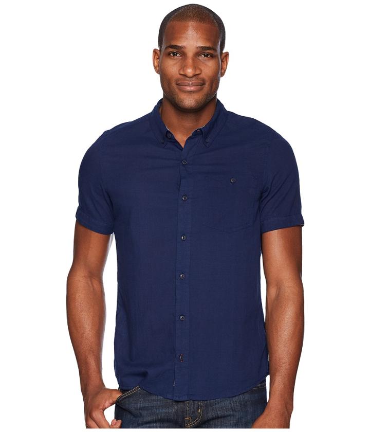 Toad&co Mattock Short Sleeve Slim Shirt (medium Indigo Solid) Men's Clothing