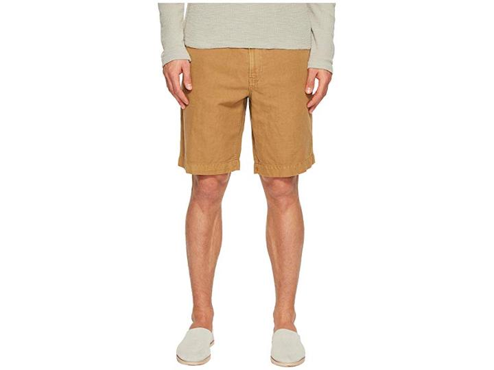 Billy Reid Clyde Linen Shorts (dark Tan) Men's Shorts