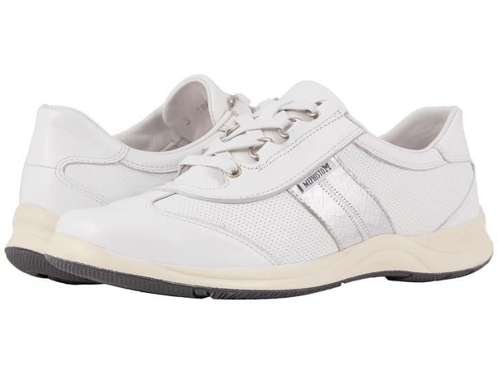 Mephisto Laser Perfore (white Smooth/silver Ice) Women's Lace Up Casual Shoes
