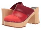Swedish Hasbeens Color Combo Slip-in (red Nubuck) Women's Clog Shoes