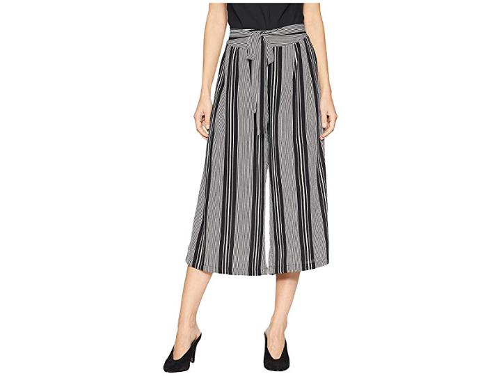 Bobeau Tie Waist Paper Pants (black/white Stripe) Women's Casual Pants