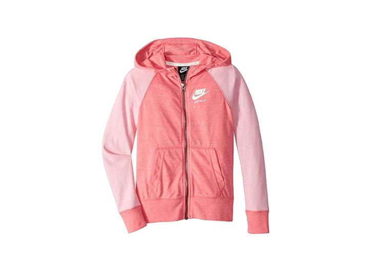Nike Kids Sportswear Vintage Full-zip Hoodie (little Kids/big Kids) (pink Nebula/pink/sail) Girl's Sweatshirt