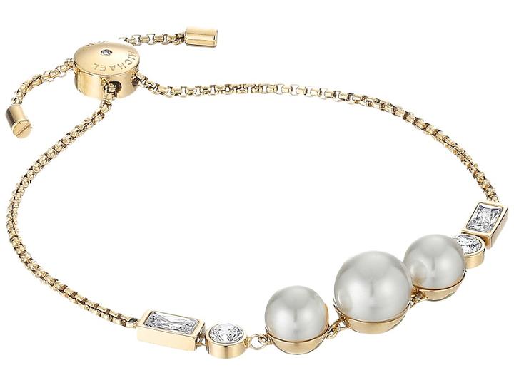 Michael Kors Modern Classic Pearl Slider Bracelet (gold/white) Bracelet