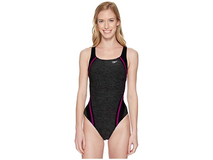 Speedo Heather Quantum Splice One-piece (very Fuchsia) Women's Swimsuits One Piece