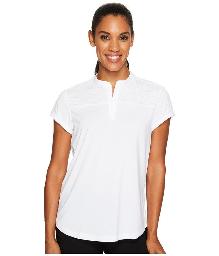 Under Armour Golf Mandarin Jacquard Polo Shirt (white/white/white) Women's Short Sleeve Knit