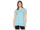Mod-o-doc Slub Mini Stripe Asymmetrical Flounce Hem Top (pacific) Women's T Shirt