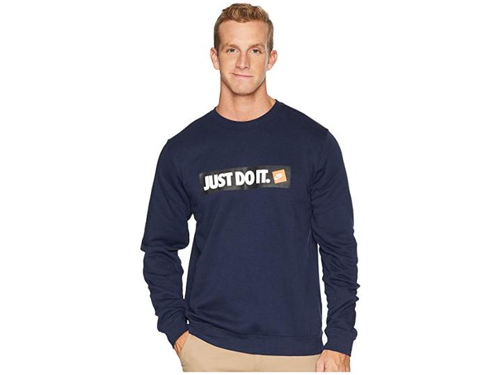 Nike Nsw Hybrid Crew Fleece (obsidian) Men's Clothing