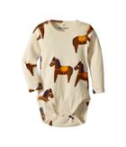 Mini Rodini Horse Long Sleeve Bodysuit (infant) (yellow) Girl's Jumpsuit & Rompers One Piece