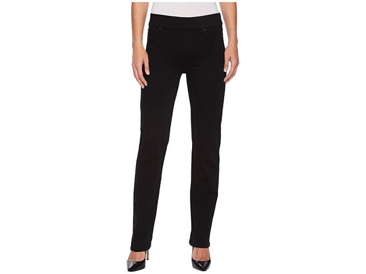 Liverpool Jillian Straight Pull-on In Premium Super Stretch Denim In Black Rinse (black Rinse) Women's Jeans