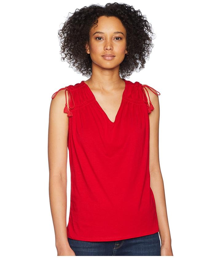 Lauren Ralph Lauren Ruched Shoulder Tank Top (lipstick Red) Women's Sleeveless
