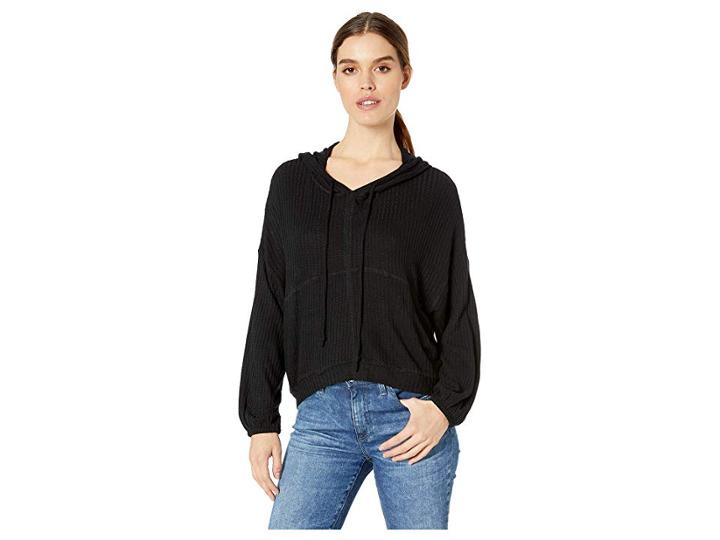 Chaser Thermal Blouson Sleeve Pullover Hoodie (true Black) Women's Sweatshirt
