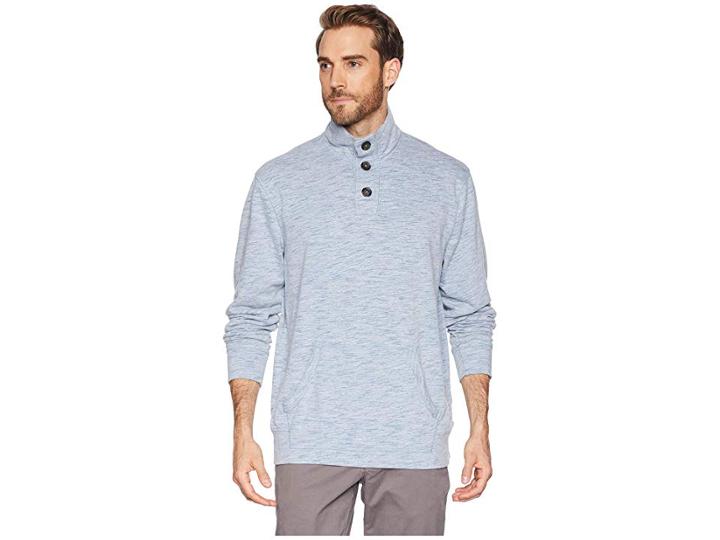 Mod-o-doc Mandalay 1/4 Button French Terry Pullover (blue) Men's Long Sleeve Pullover
