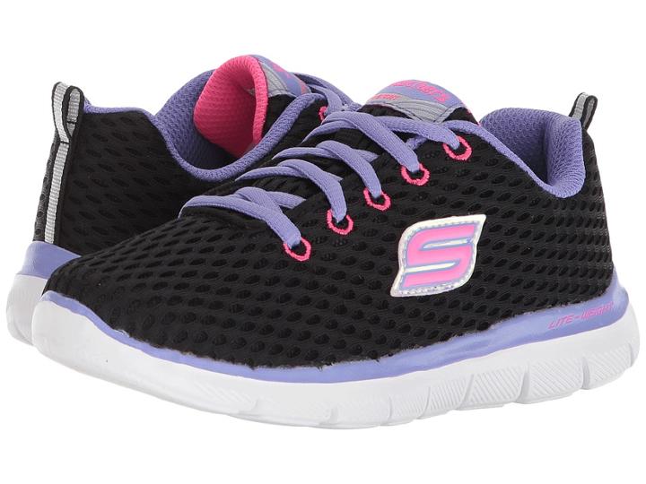 Skechers Kids Skech Appeal 2.0 Fresh N Fun 81688l (little Kid/big Kid) (black Suede/gray Trim) Girl's Shoes