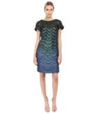 Alberta Ferretti Short Sleeve Zigzag Dress (teal Multi) Women's Dress