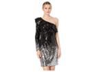 Laundry By Shelli Segal One Shoulder Ombre Sequin Cocktail Dress (black/silver) Women's Dress