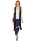 Steve Madden Duster Vest With Tassel Trim (black) Women's Vest