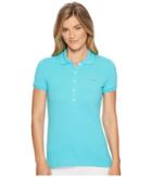 Lacoste Short Sleeve Slim Fit Stretch Pique Polo Shirt (atoll) Women's Clothing