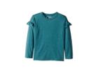 Chaser Kids Super Soft Long Sleeve Ruffled Shoulder Dolman Tee (little Kids/big Kids) (emerald) Girl's Long Sleeve Pullover