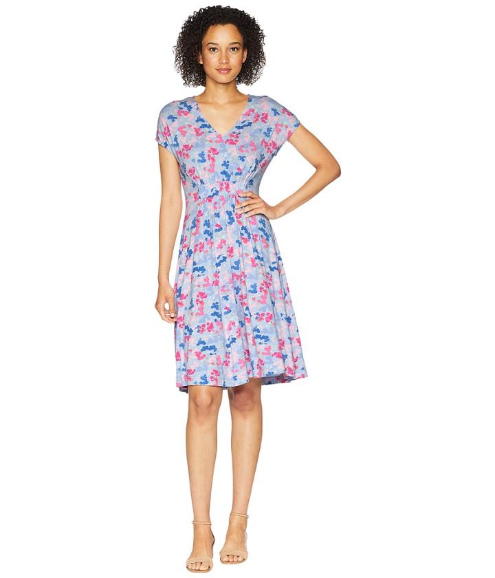 Joules Finola Jersey Dress With Elasticated Waist (sky Blue Ditsy) Women's Dress