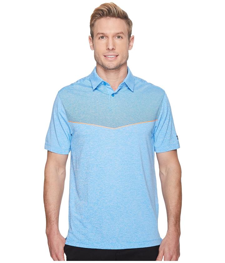 Under Armour Golf Coolswitch Graphic Polo (mako Blue Light Heather/academy Overcast Gray) Men's Clothing