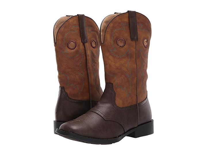 Roper Kids Daniel (big Kid) (brown Vamp/vintage Tan Shaft) Cowboy Boots
