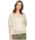 Splendid Drawstring Hem Pullover (heather Oatmeal) Women's Clothing