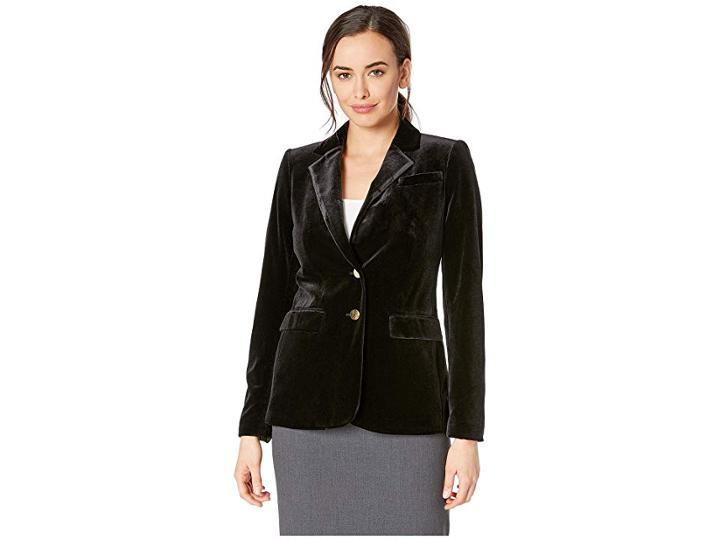Calvin Klein Velvet Button Front Jacket (black) Women's Jacket
