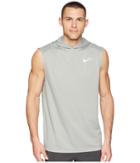Nike Dry Top Sleeveless Running Hoodie (dark Grey Heather/heather) Men's Sweatshirt